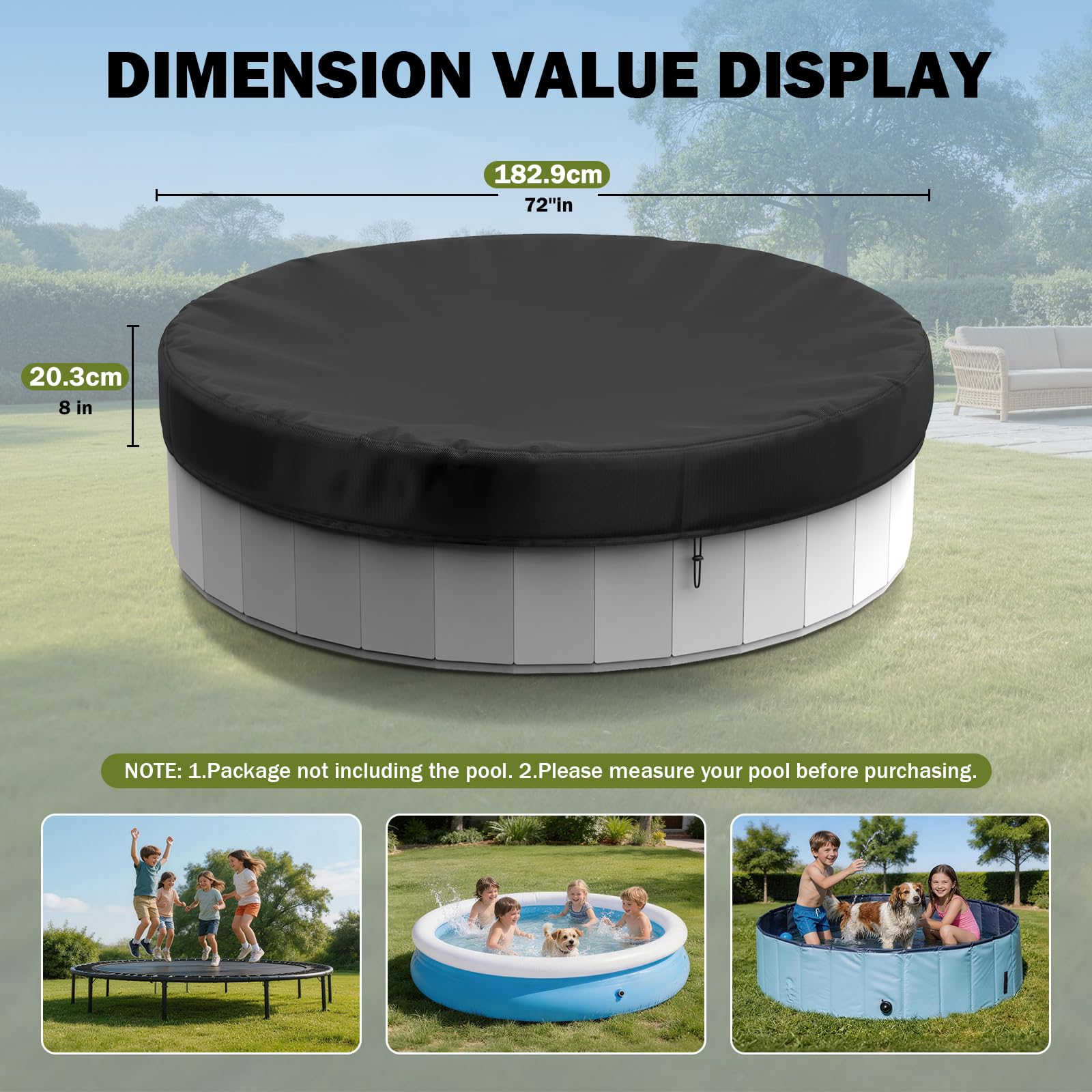 HOLDCOVER round pool cover showing drawstring feature