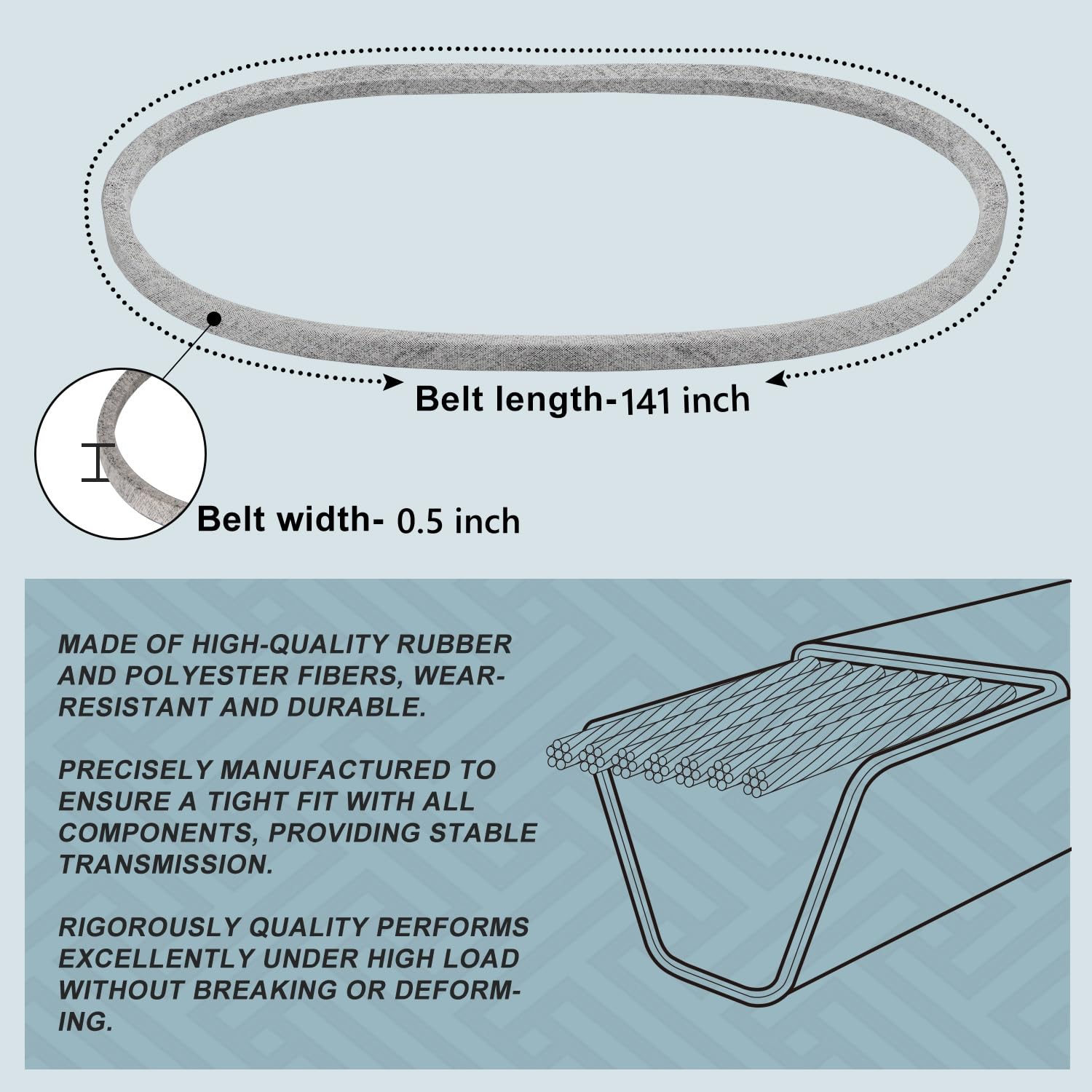 Holdly Deck Belt 1/2 x 141" side view