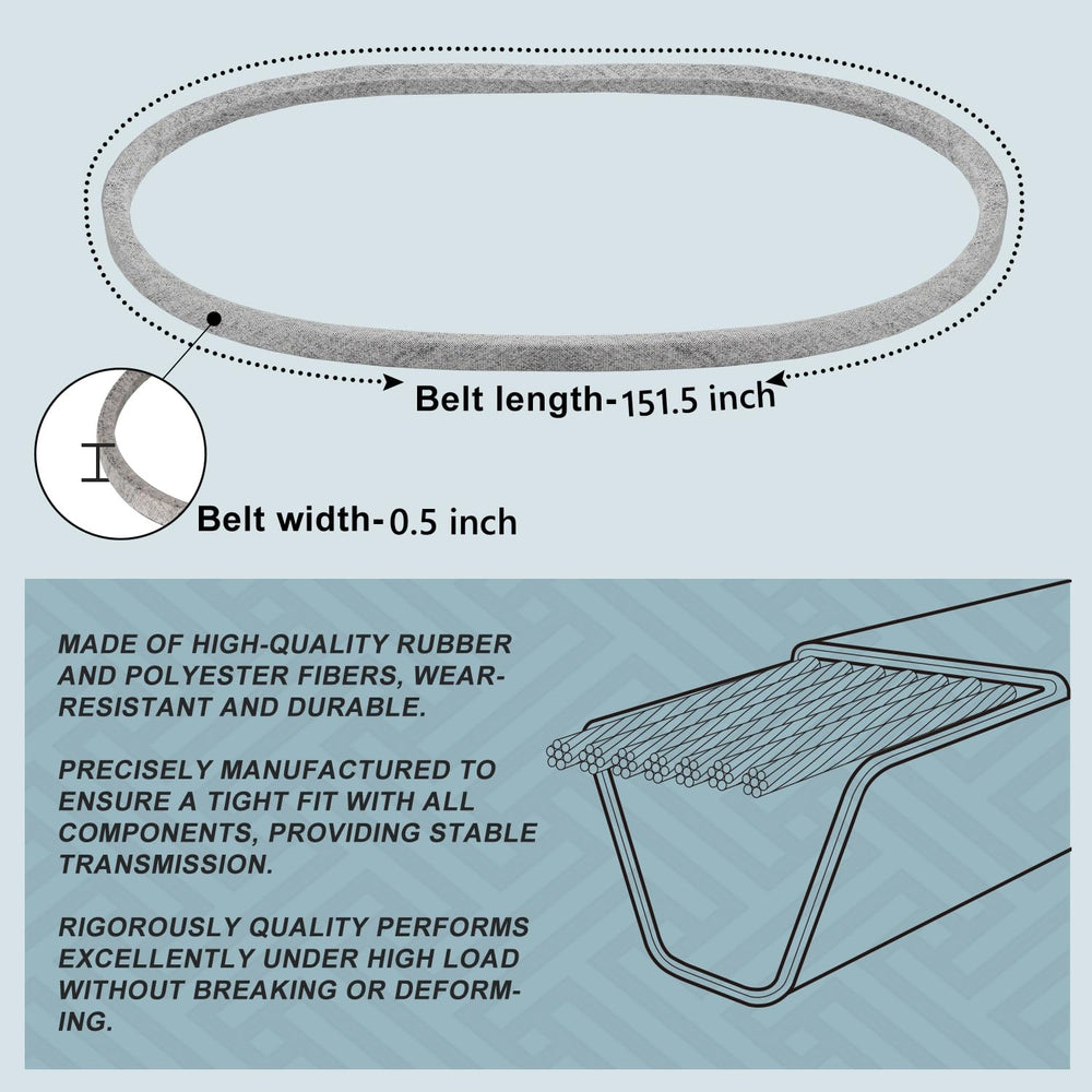 Holdly Deck Belt 1/2 x 151.5'' showing reinforced Kevlar cord