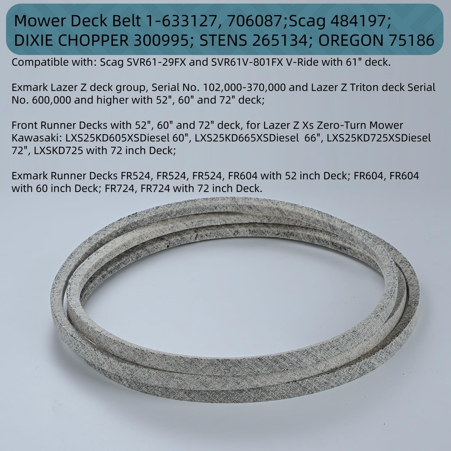 Holdly Deck Belt installed on Exmark mower deck