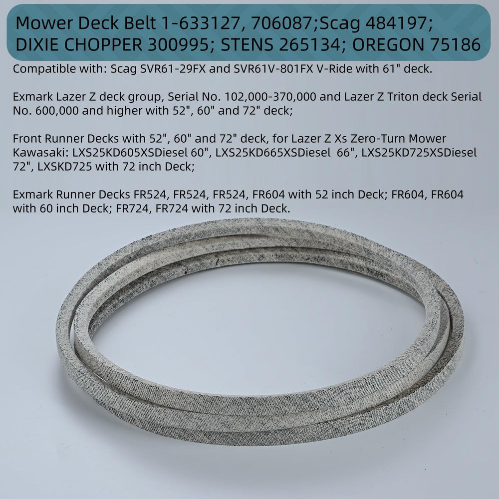 Holdly Deck Belt installed on Exmark mower deck