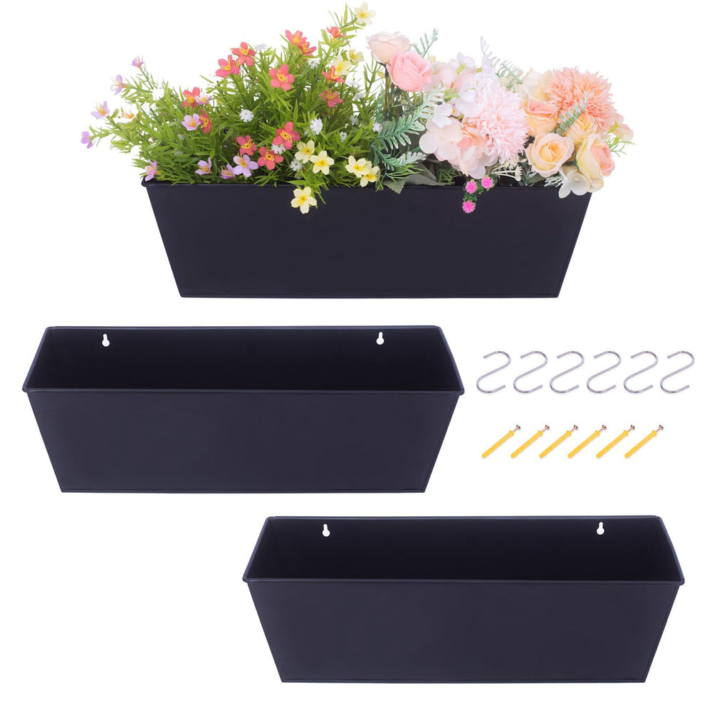 Holensun 16 Inch Wall Hanging Planter, front view with black finish