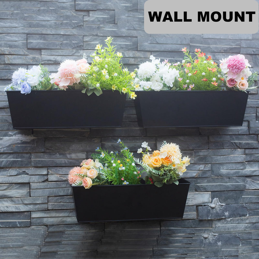 Holensun wall planter showcasing three planters with flowers