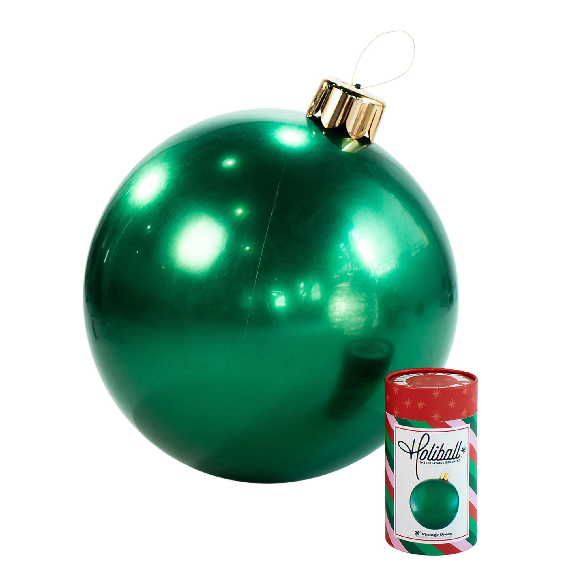 Holiball Inflatable Holiday Ornament 30-inch vintage green front view