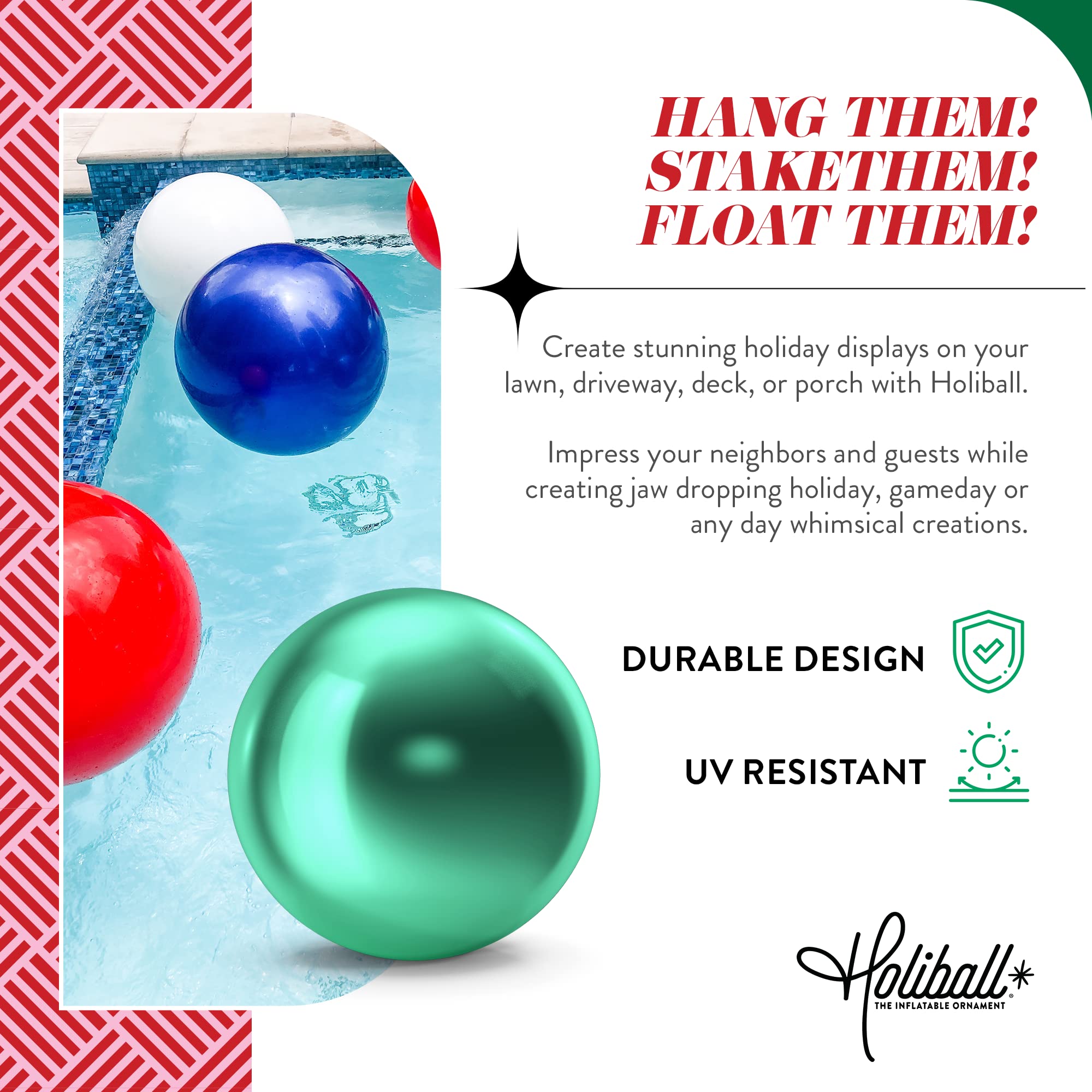 Holiball Inflatable Holiday Ornament in vintage gold close-up