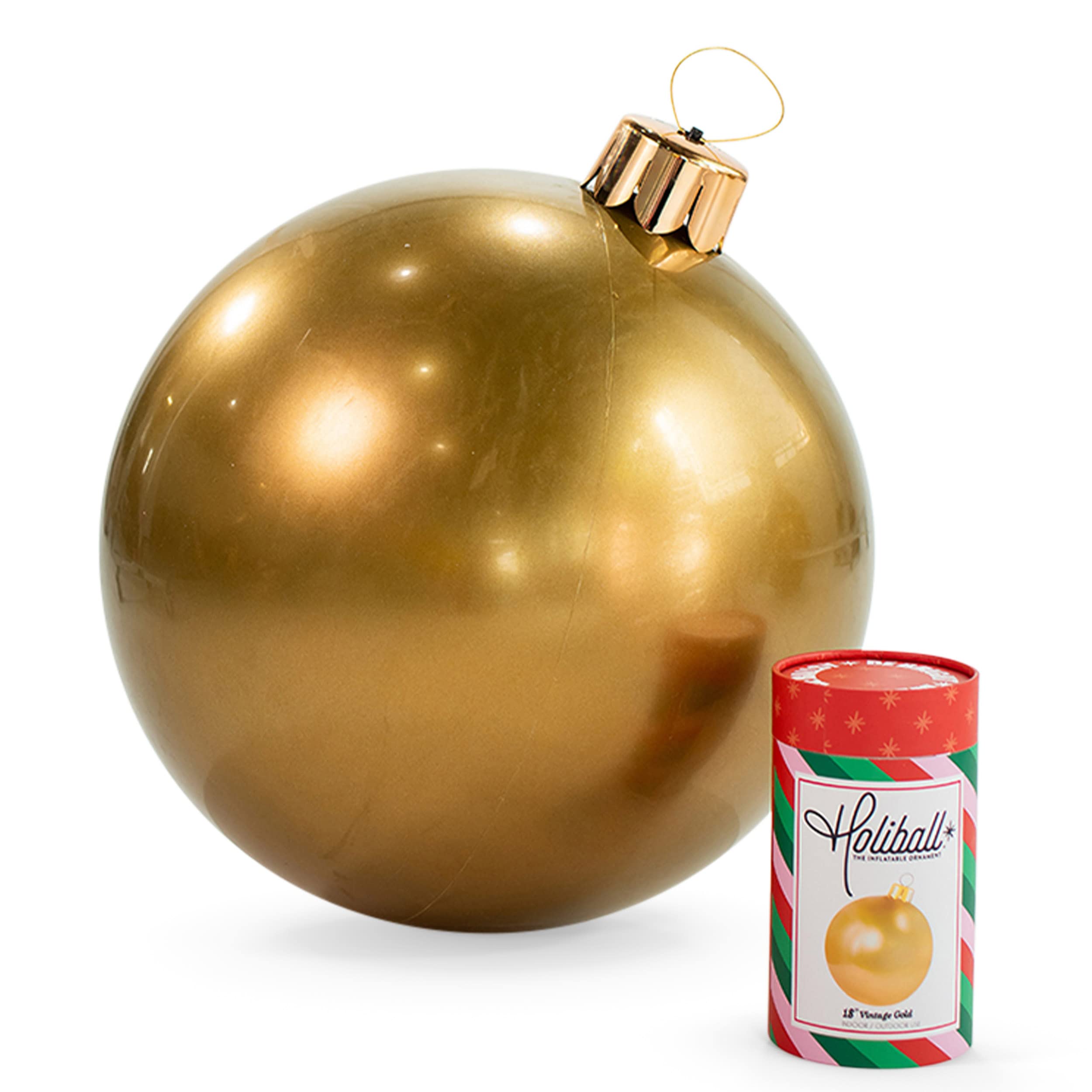 Holiball Inflatable Holiday Ornament in vintage gold front view