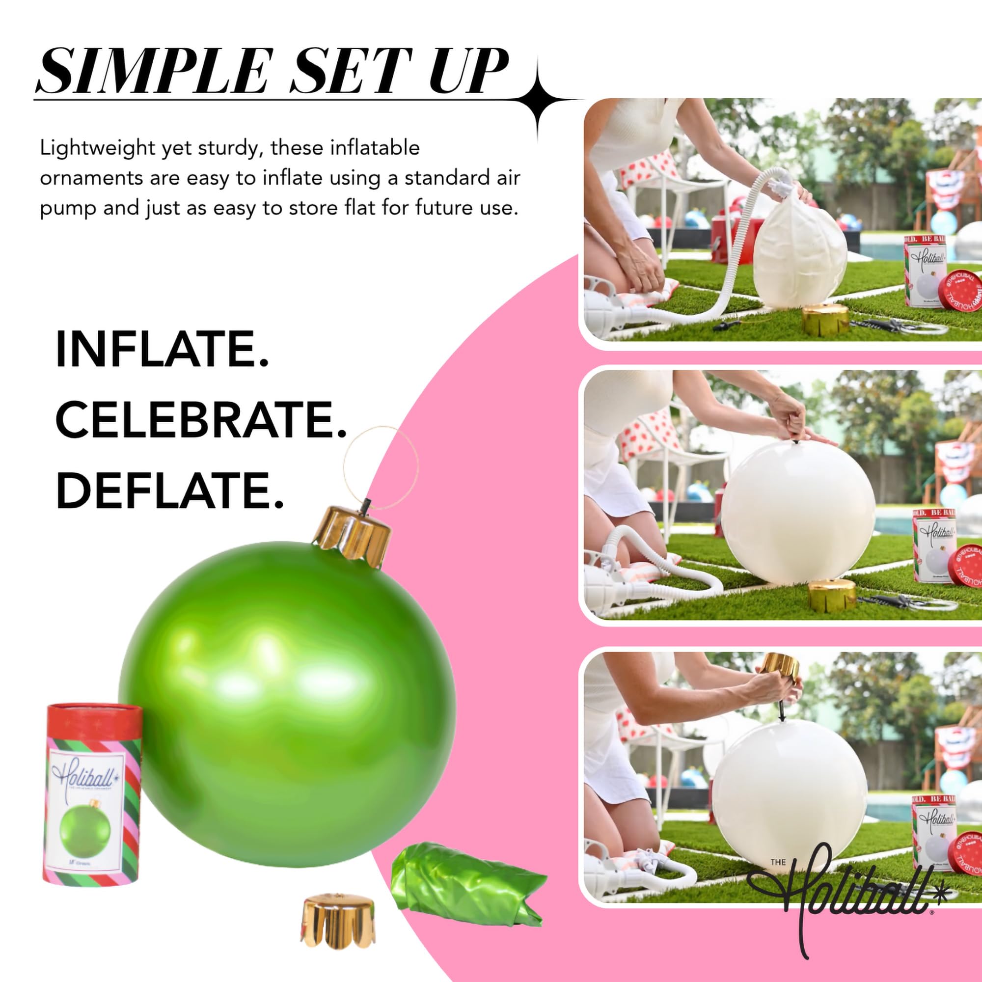 Holiball Inflatable Holiday Ornament vintage green side view