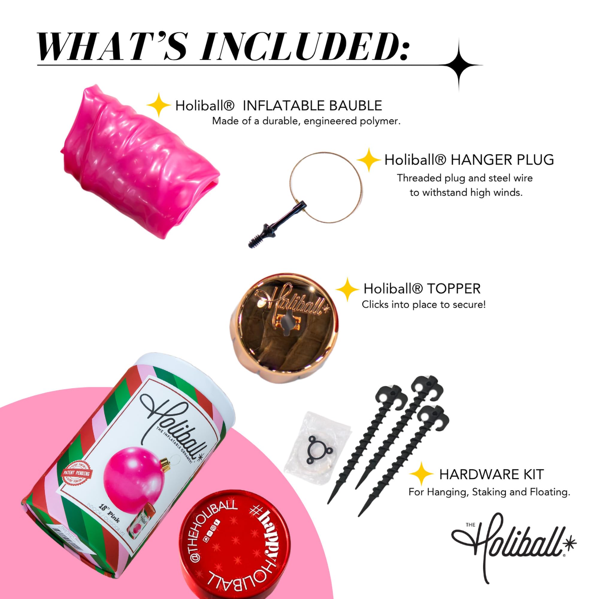 Holiball Inflatable Holiday Ornament with staking kit