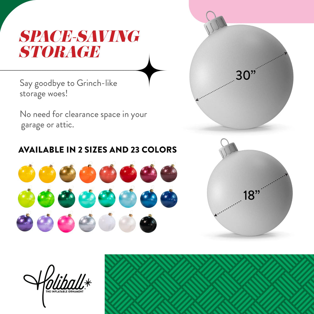 Holiball Inflatable ornament setup with stakes and fishing line