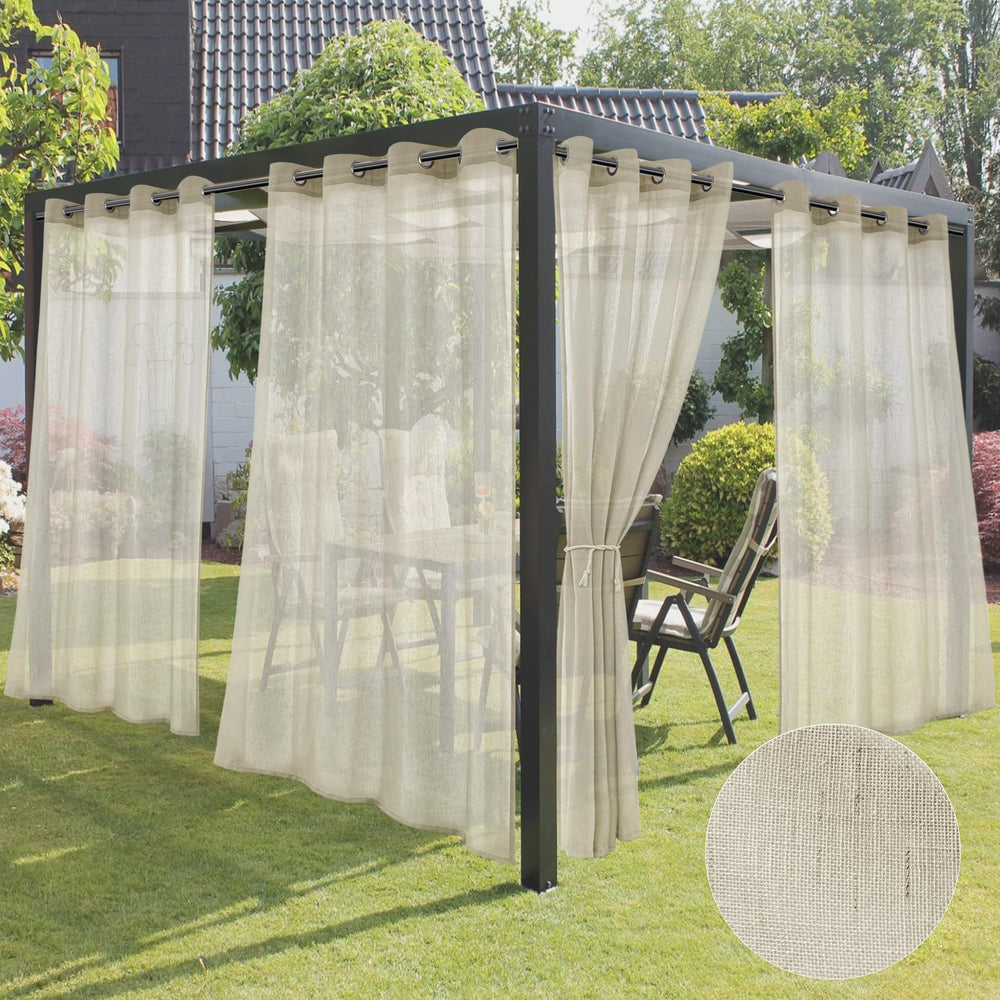 HolidayIdeas Beige Sheer Outdoor Curtain front view