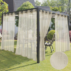 HolidayIdeas Beige Sheer Outdoor Curtain front view