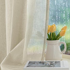 HolidayIdeas Beige Sheer Outdoor Curtain side view