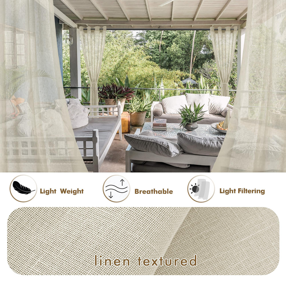 HolidayIdeas Beige Sheer Outdoor Curtain with grommet close-up