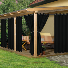 HolidayIdeas Black Patio Outdoor Curtains front view