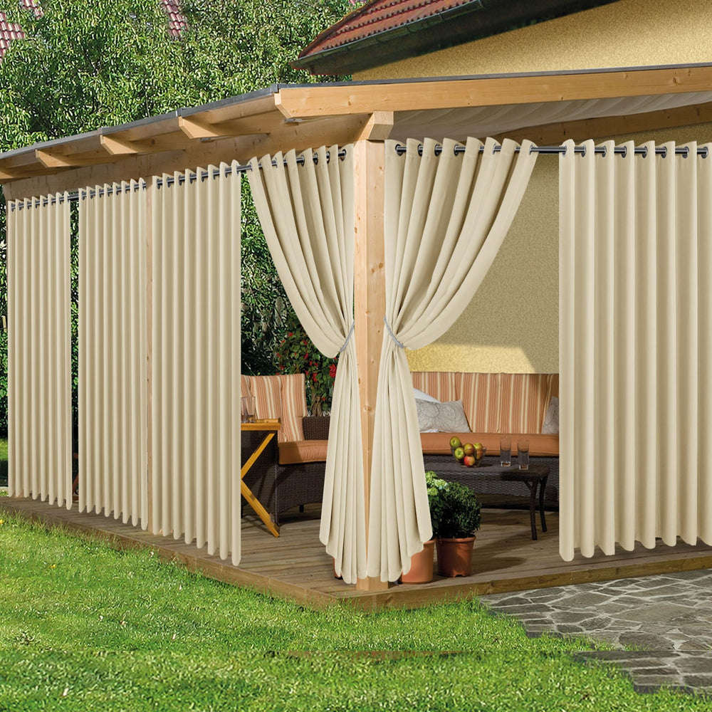 HolidayIdeas Extra Wide Outdoor Curtains 110x108 Inch Cream front view