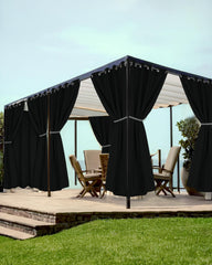 HolidayIdeas Grommet Outdoor Curtain front view, black fabric