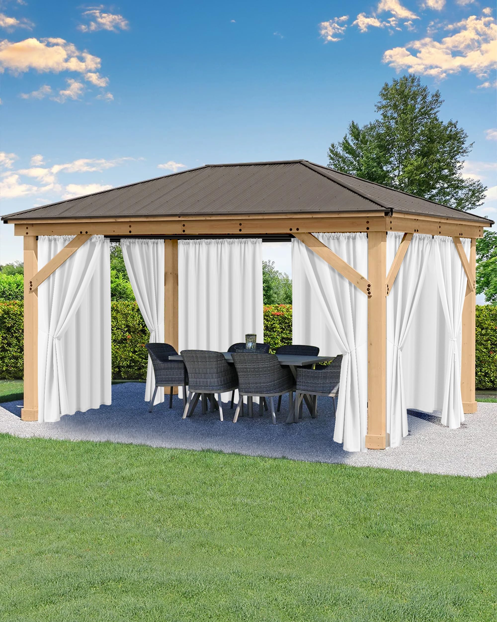 HolidayIdeas Outdoor Curtain panel white front view
