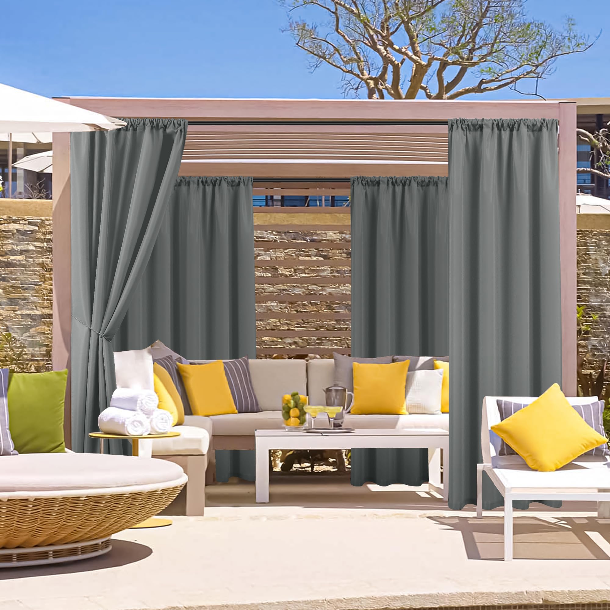 HolidayIdeas Outdoor Curtains grey side view
