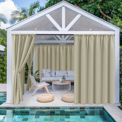 HolidayIdeas outdoor curtains hanging on a patio