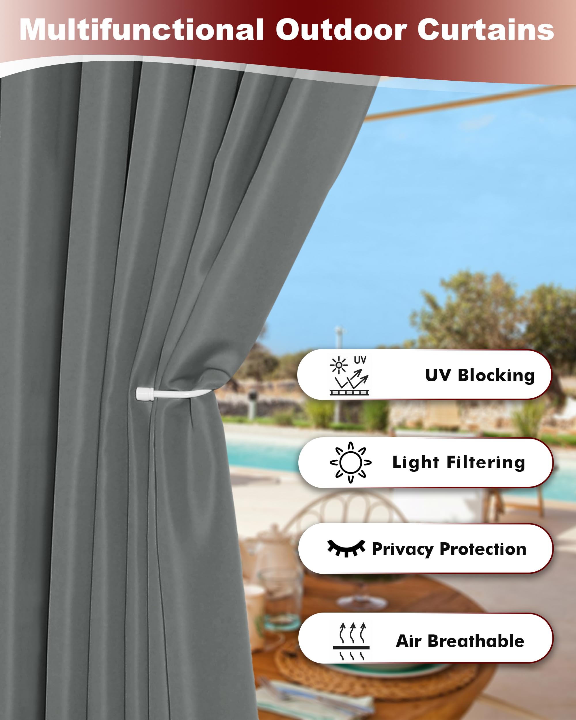 HolidayIdeas outdoor curtains hanging on a patio
