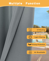 HolidayIdeas outdoor curtains in grey hanging on a pergola