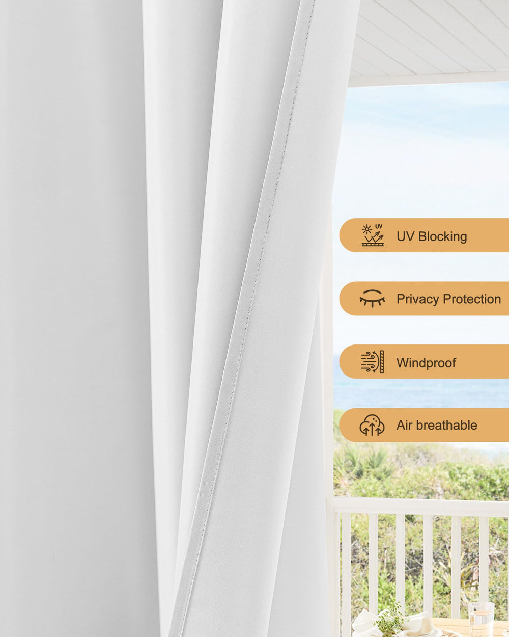 HolidayIdeas Outdoor Curtains on patio setup