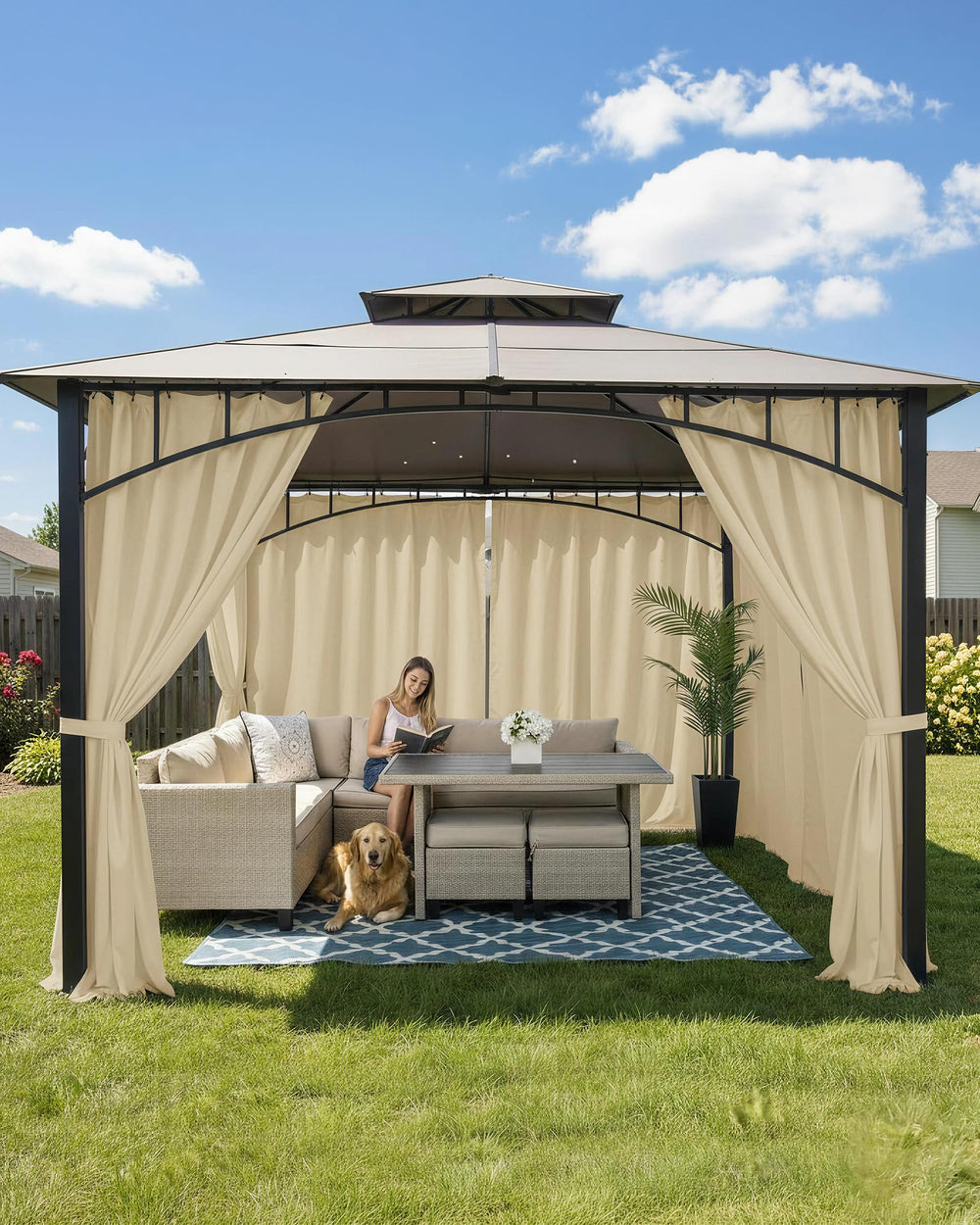 HolidayIdeas Outdoor Curtains set of 6 panels