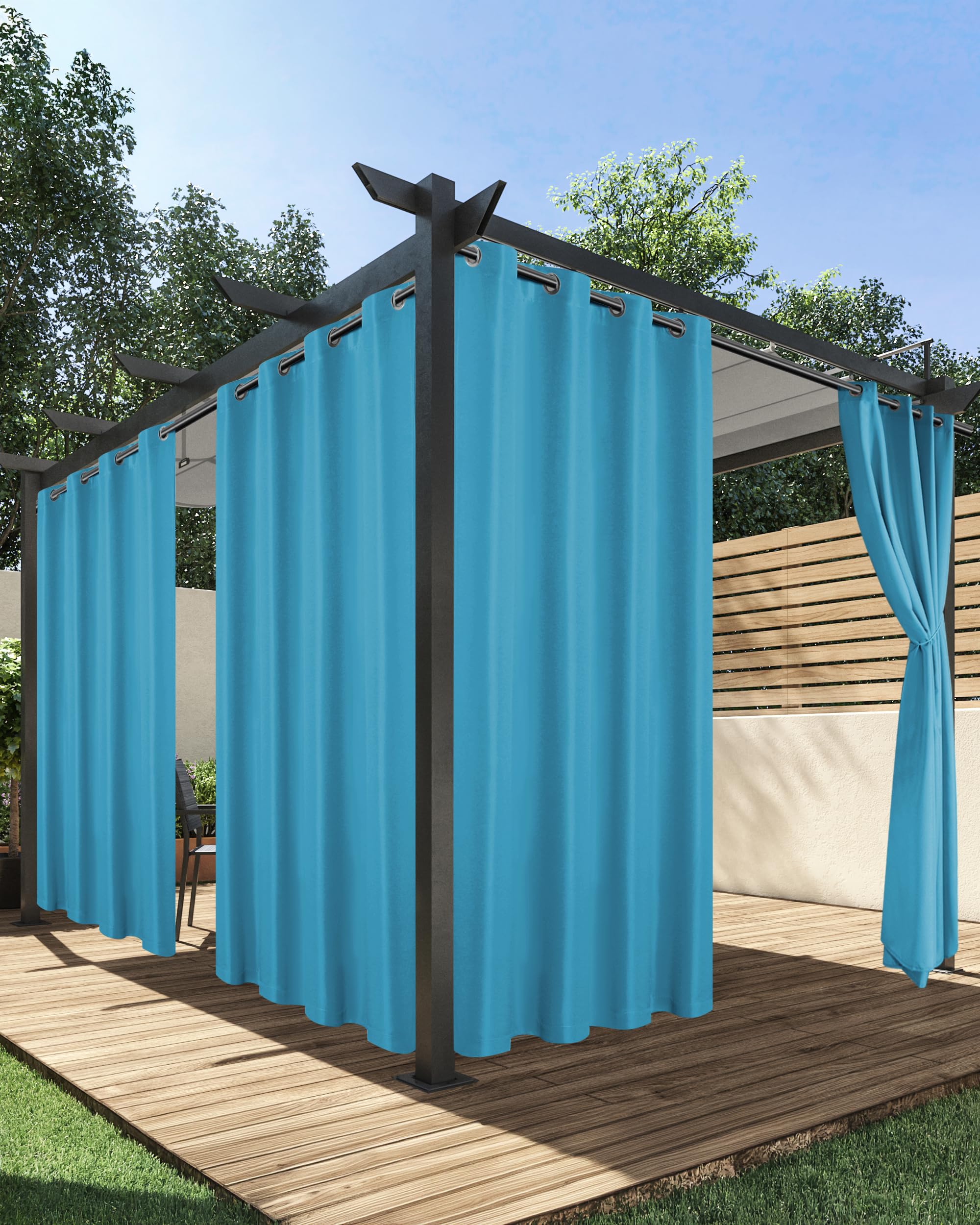 HolidayIdeas Outdoor Curtains teal front view