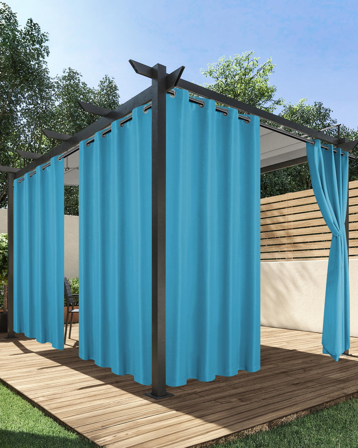 HolidayIdeas Outdoor Curtains teal front view