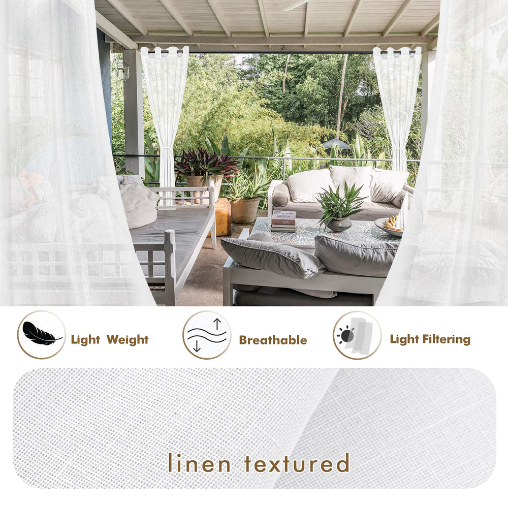 HolidayIdeas sheer curtains hanging on a patio