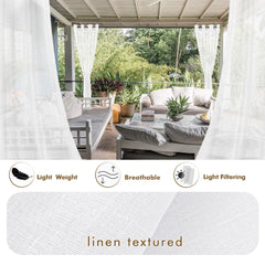 HolidayIdeas sheer curtains hanging on a patio