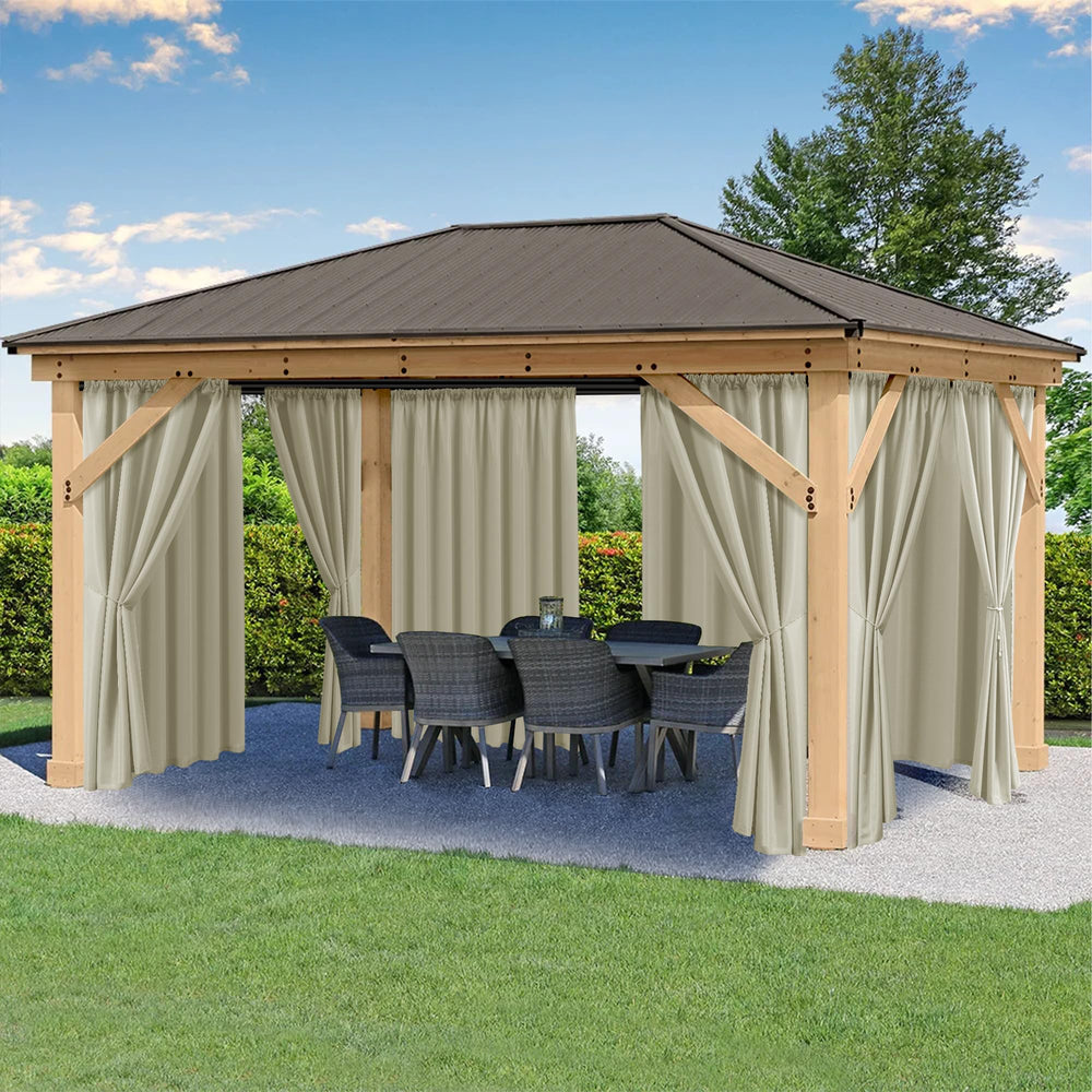 HolidayIdeas Taupe outdoor curtains front view