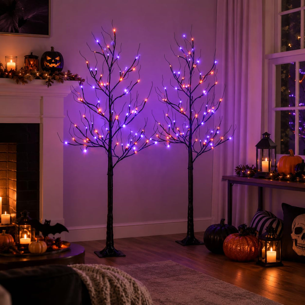 HOLIMAX 5FT LED Halloween tree with orange lights