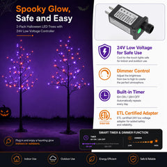 HOLIMAX 5FT LED Halloween tree with purple lights