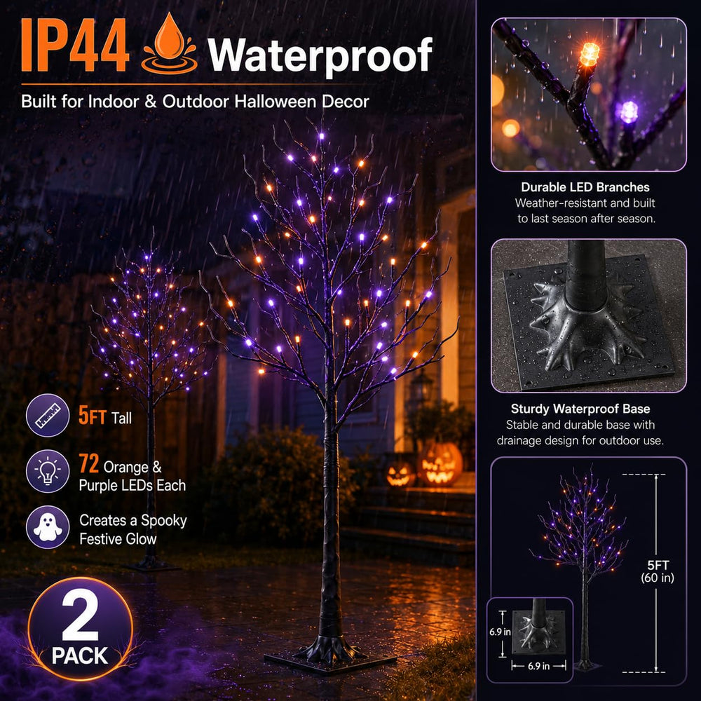 HOLIMAX Halloween trees illuminated at night
