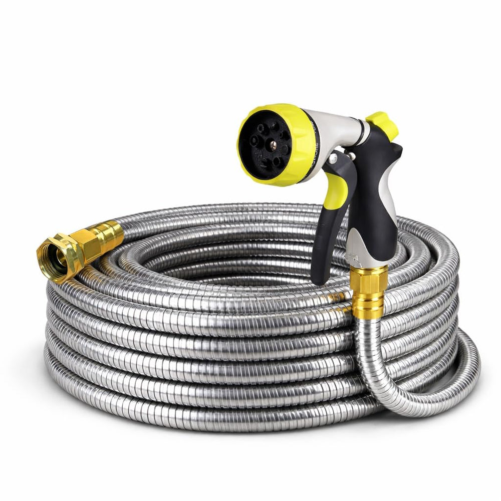 Holldoor 25 ft metal garden hose with nozzle
