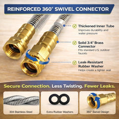 Holldoor garden hose with brass fitting close-up