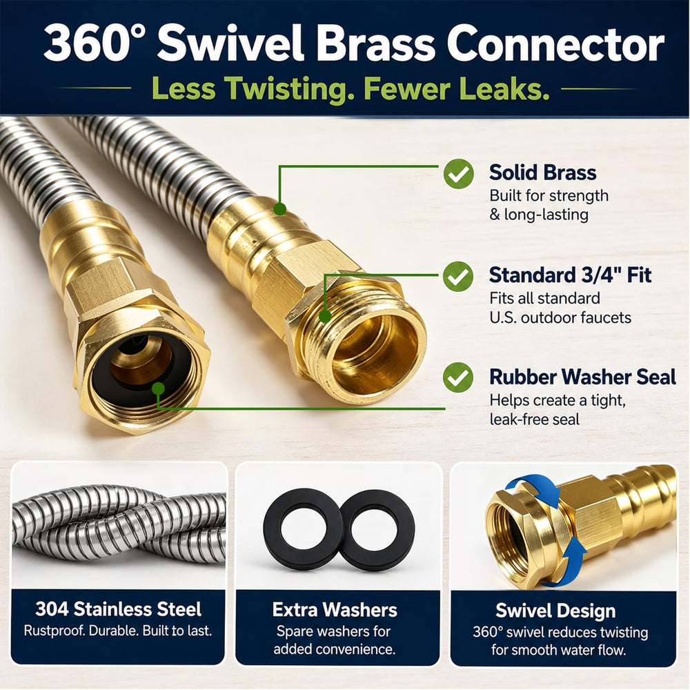 Holldoor stainless steel garden hose coiled for storage