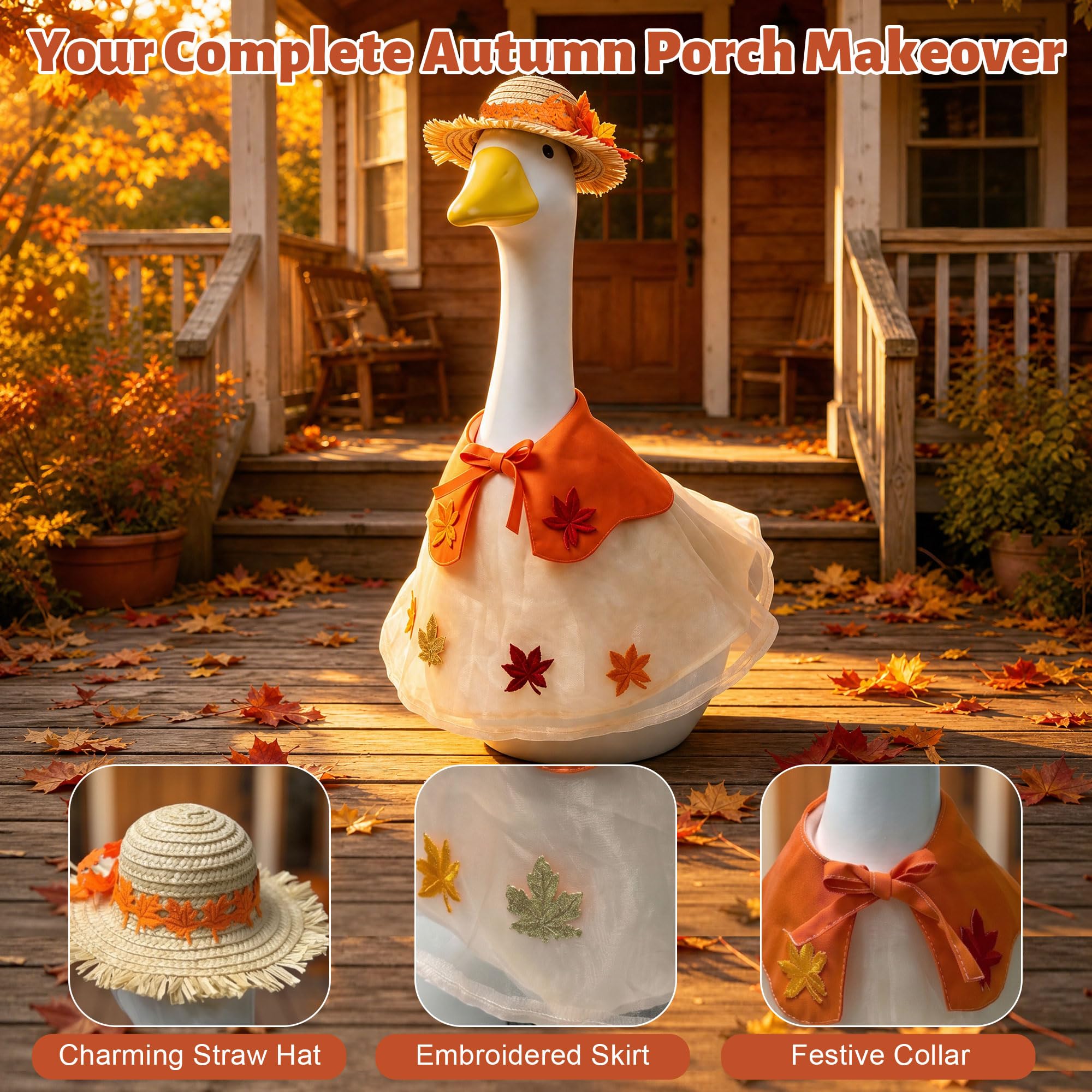holoith goose outfit displayed on a porch