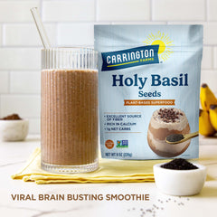 Holy basil seeds sprinkled on yogurt