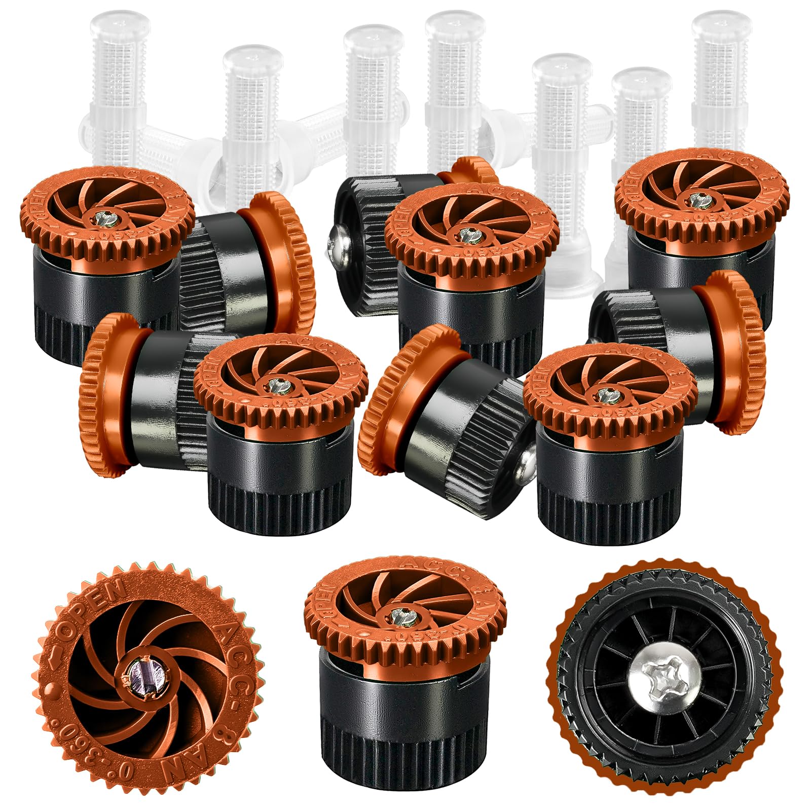 HolyMaji 10-Piece Variable Arc Nozzles in brown, front view