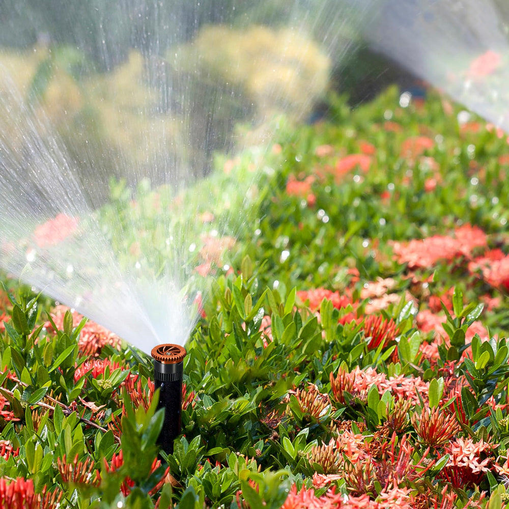 HolyMaji nozzles installed on a sprinkler system in a garden