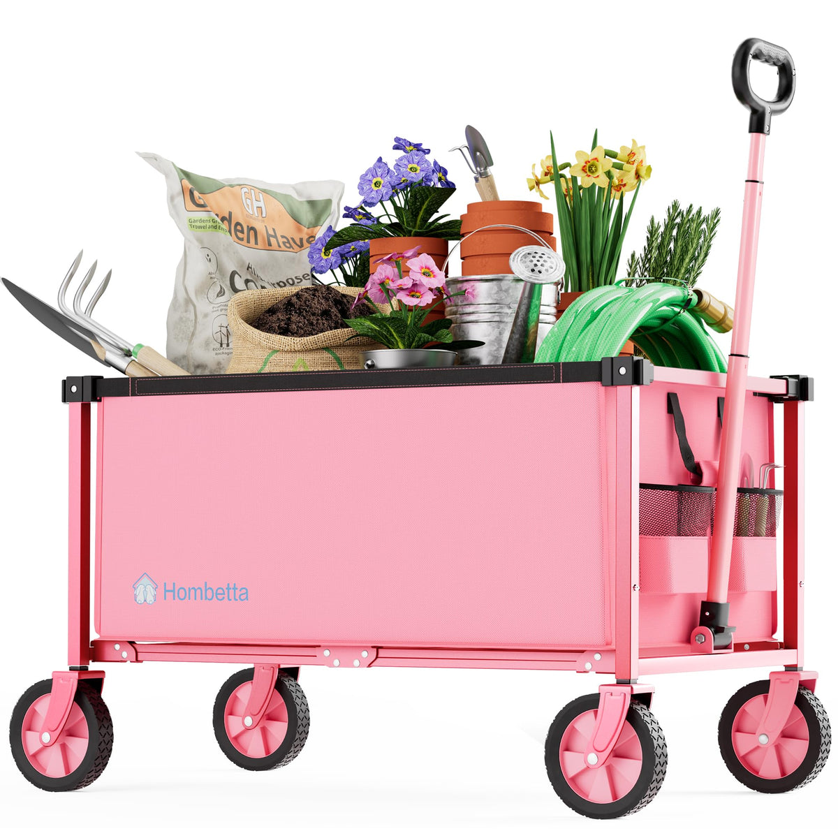 HOMBETTA 29.3-inch collapsible wagon cart front view in pink