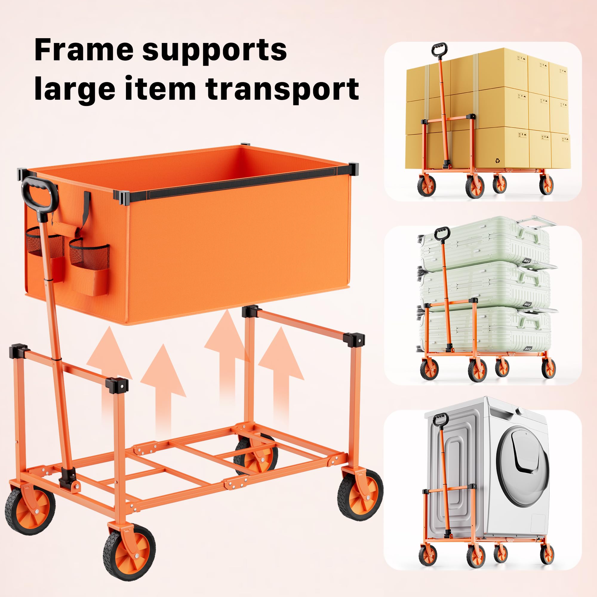 HOMBETTA Collapsible Wagon Cart in orange colour outdoors