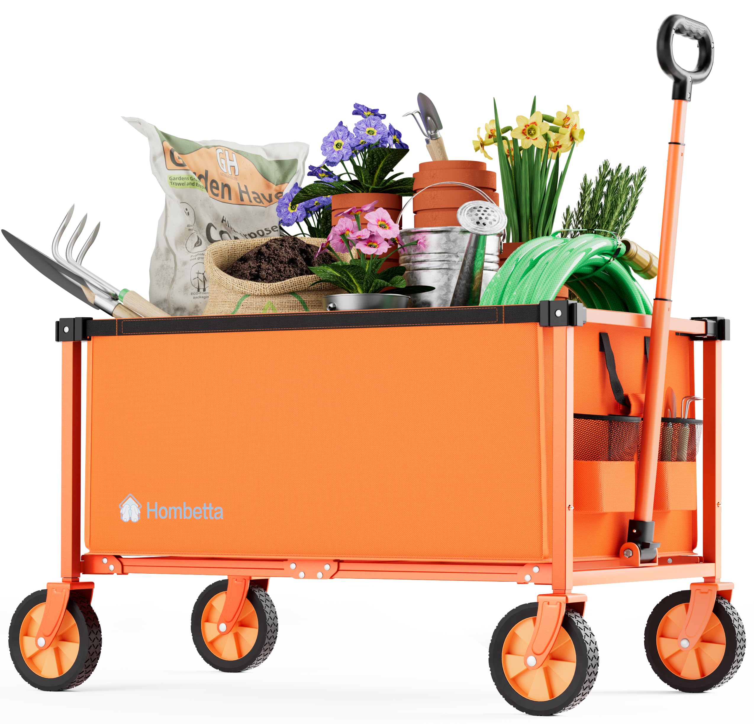HOMBETTA Collapsible Wagon Cart in orange front view