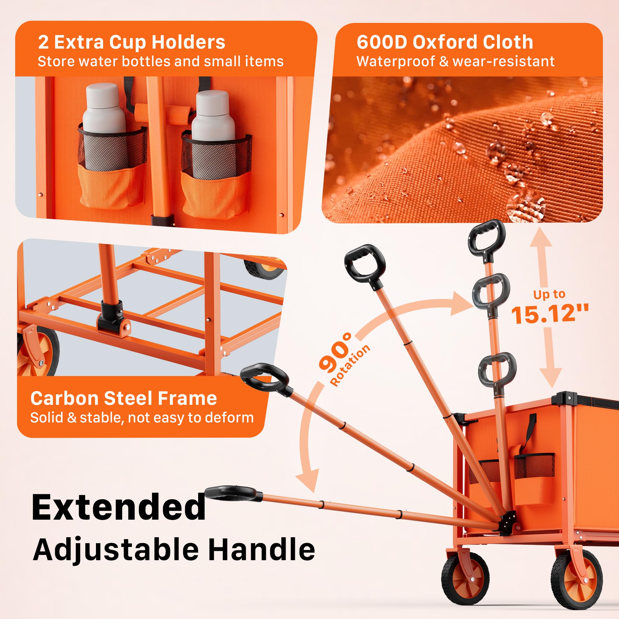 HOMBETTA Collapsible Wagon Cart showcasing its sturdy wheels