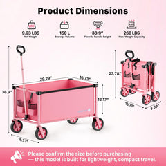 HOMBETTA wagon cart with smooth all-terrain wheels close-up
