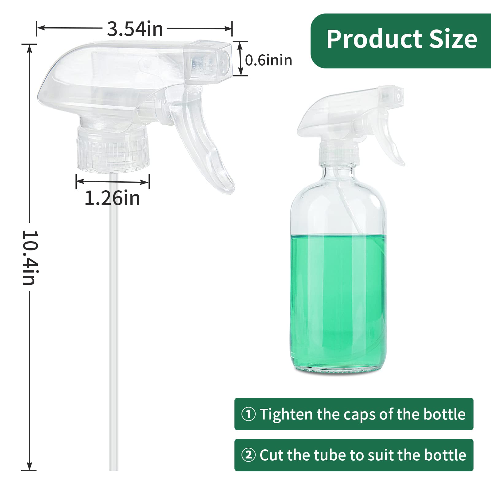 HOMBYS Clear Trigger Sprayers with 8oz glass bottle
