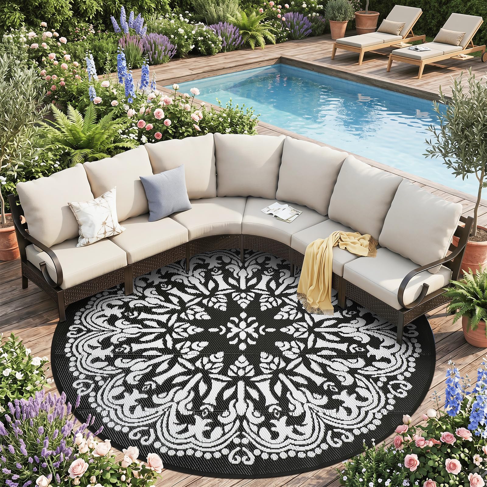 Homcomoda outdoor rug folded for portability