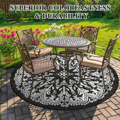 Homcomoda outdoor rug rolled up for easy storage